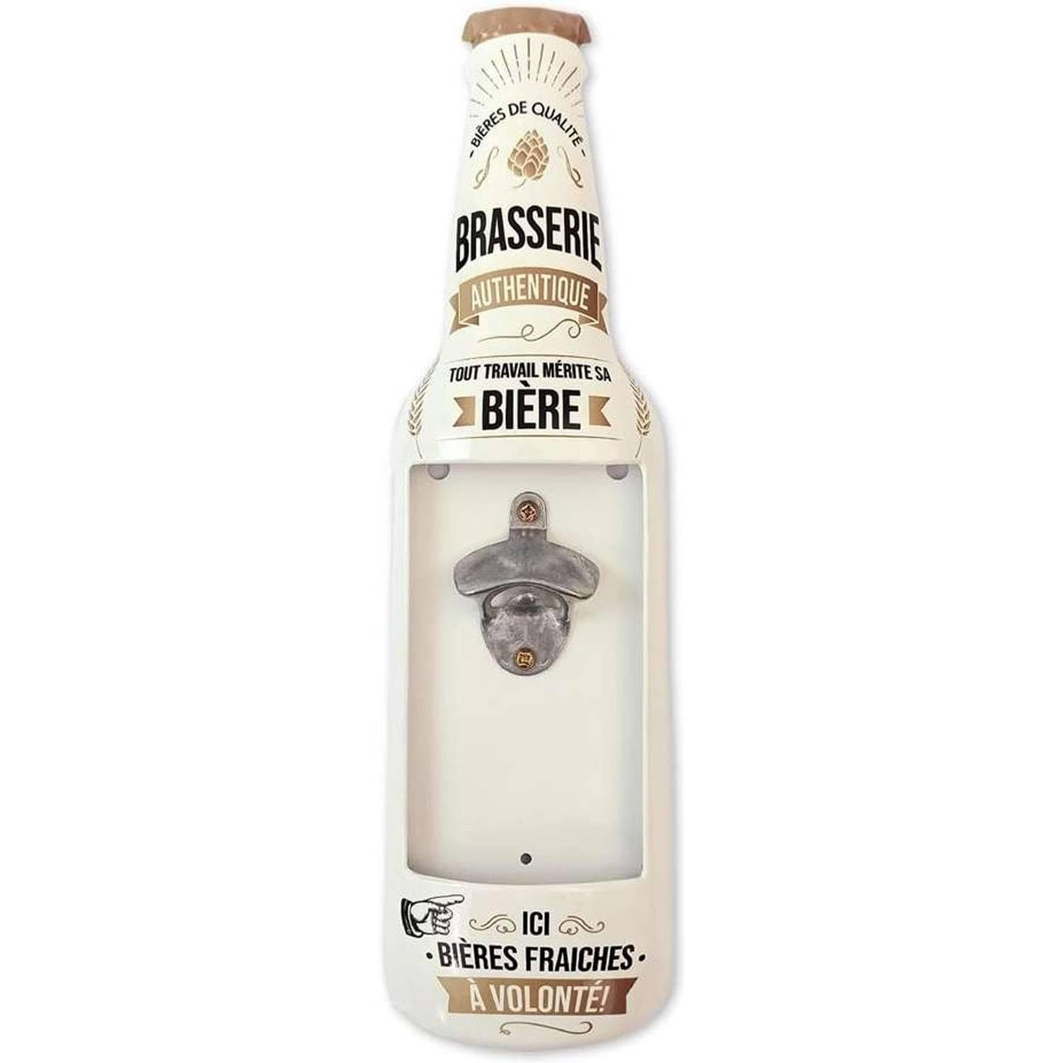 Grand Décapsuleur mural BOUTEILLE 45cm en métal Blanc